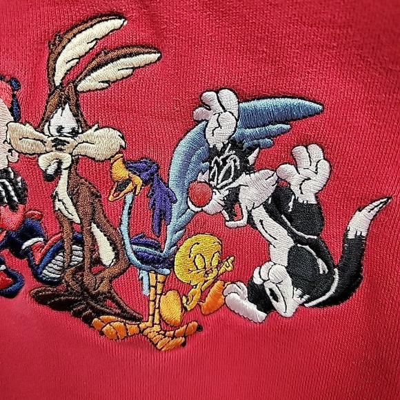 Vtg Looney Tunes Sz M Cartoon Embroidered Sweatshirt Warner Bros Studio Store - Picture 11 of 13
